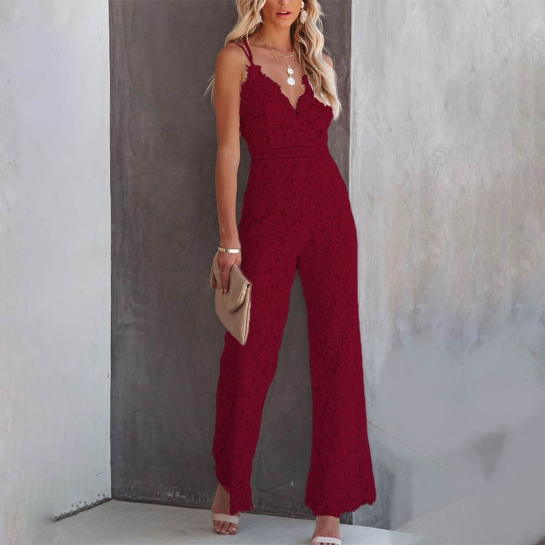 Jennifer | Kvinders Blonde V-Hals Bred Ben Jumpsuit