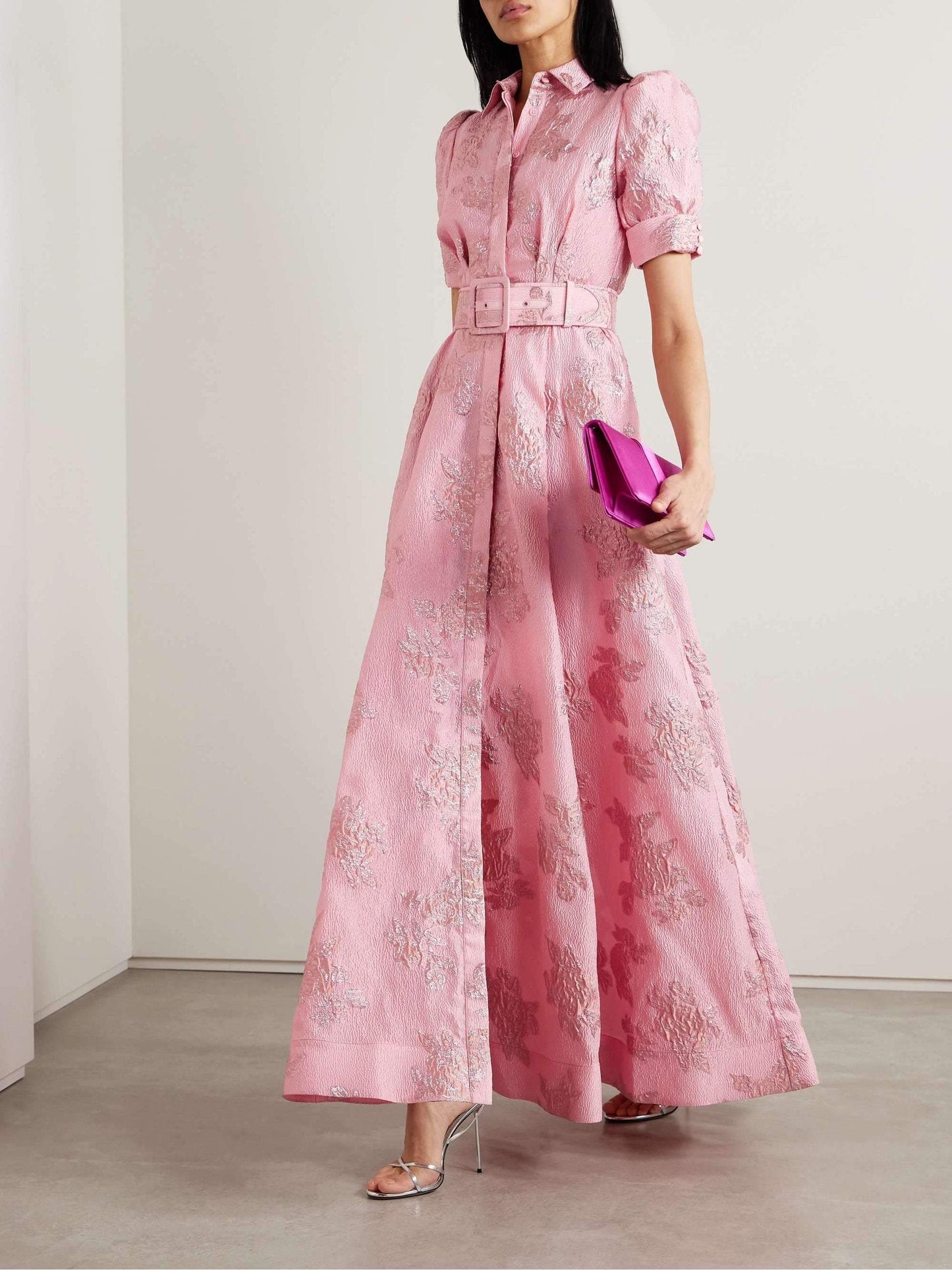 Penny | Elegant Blomster Maxi Kjole med Bælte