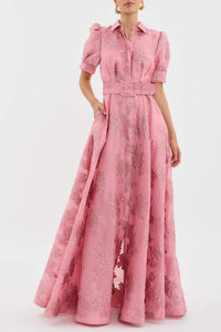 Penny | Elegant Blomster Maxi Kjole med Bælte
