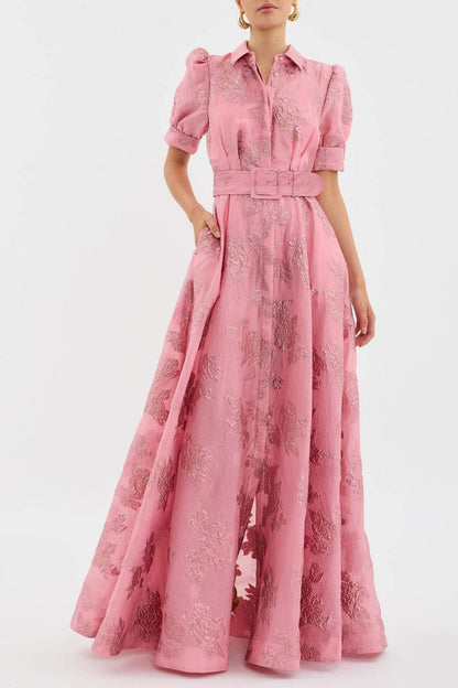 Penny | Elegant Blomster Maxi Kjole med Bælte