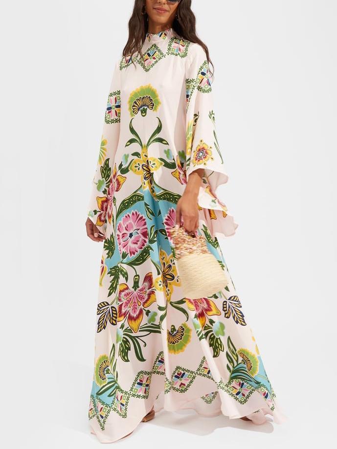 Jillian | Elegant Floral Langærmet Maxi Kjole til Alle Anledninger