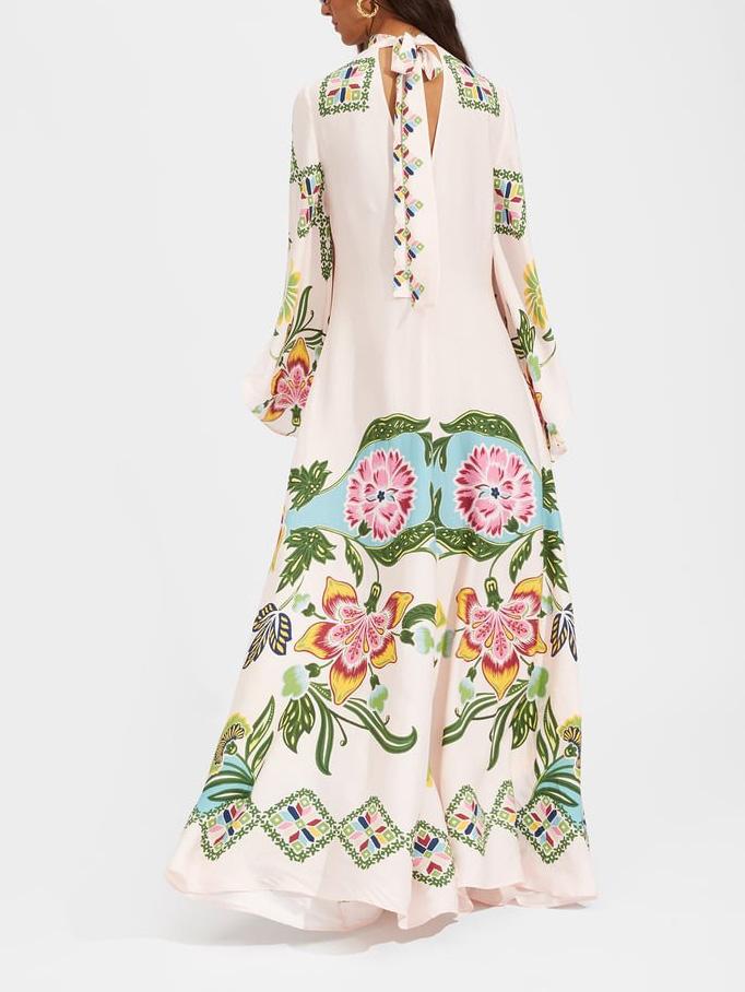 Jillian | Elegant Floral Langærmet Maxi Kjole til Alle Anledninger