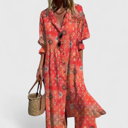 Kendra | Kvinders V-Hals Maxi Knap-Ned Kjole