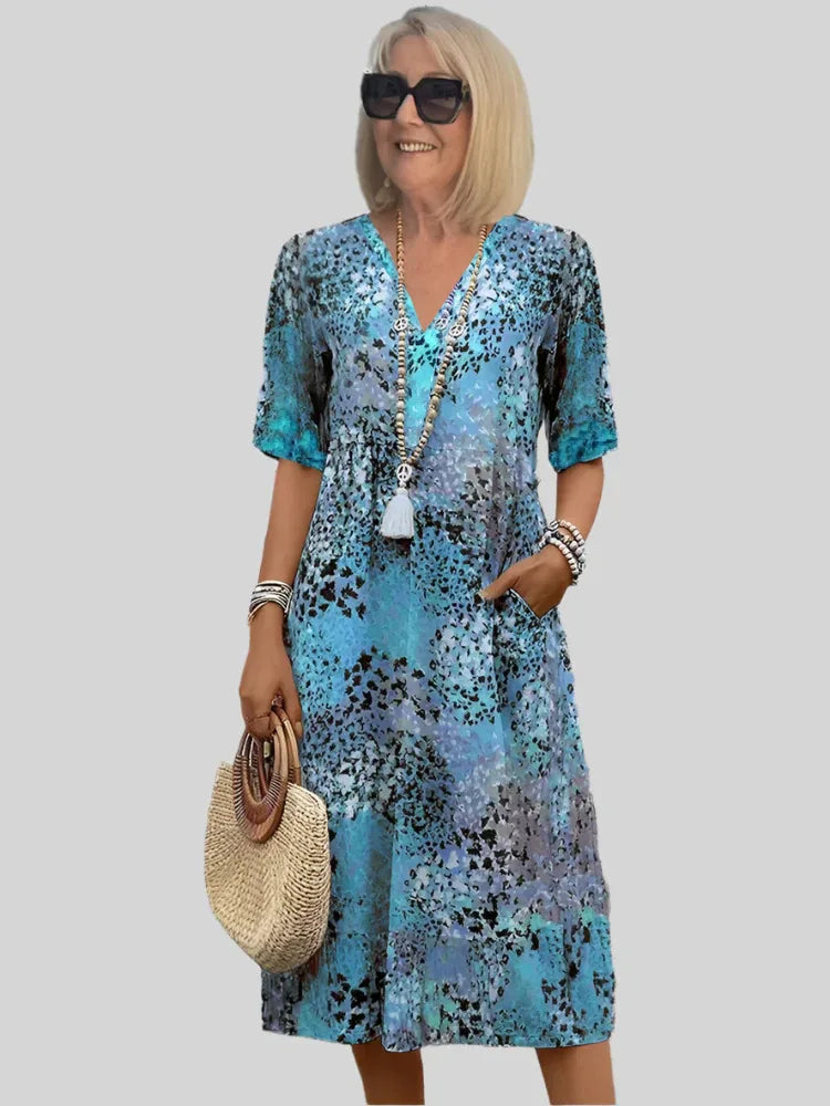 Kristin | Kvinders V-Hals Casual Midi Kjole