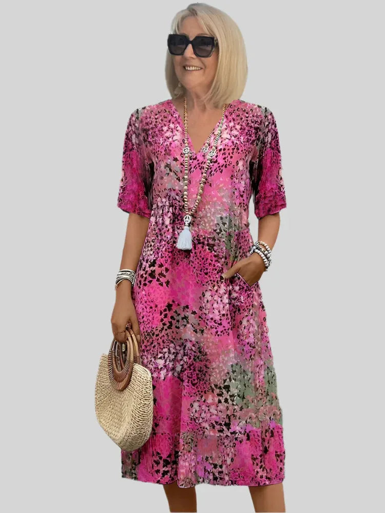 Kristin | Kvinders V-Hals Casual Midi Kjole