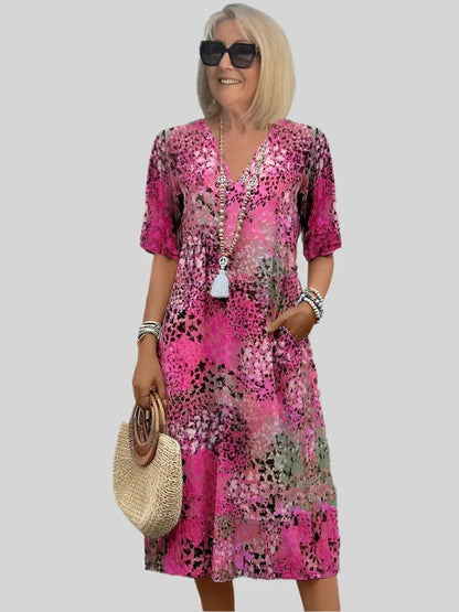 Kristin | Kvinders V-Hals Casual Midi Kjole