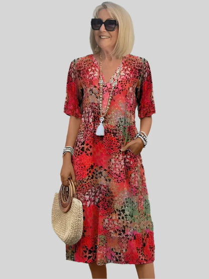 Kristin | Kvinders V-Hals Casual Midi Kjole