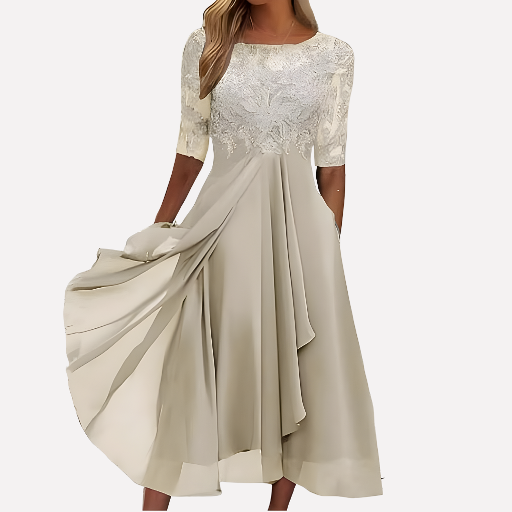 Lori | Kvinders Blonde A-Line Midi Kjole