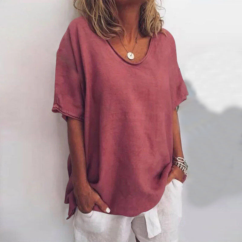 Denise | Stilfuld Løs Bluse med Dækning til Maven