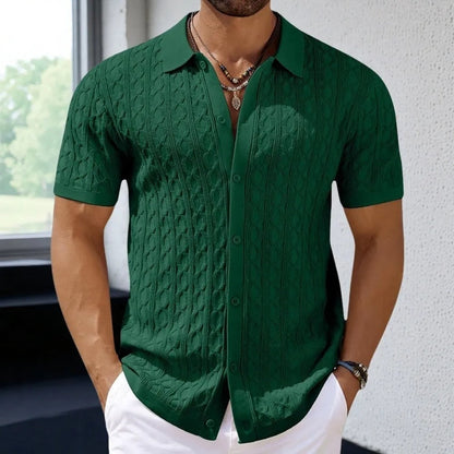David | Retro Stilfuld Jacquard Strik Polo til Mænd