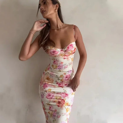 Heather | Elegant Floral Maxi Kjole med Blonder