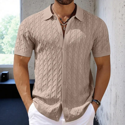 David | Retro Stilfuld Jacquard Strik Polo til Mænd