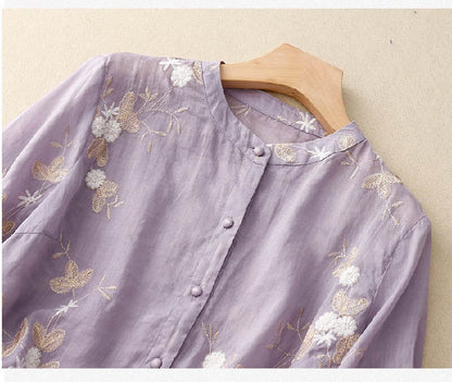 Maureen | Kvinders Knap-Ned Blomster Bluse