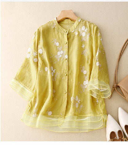 Maureen | Kvinders Knap-Ned Blomster Bluse
