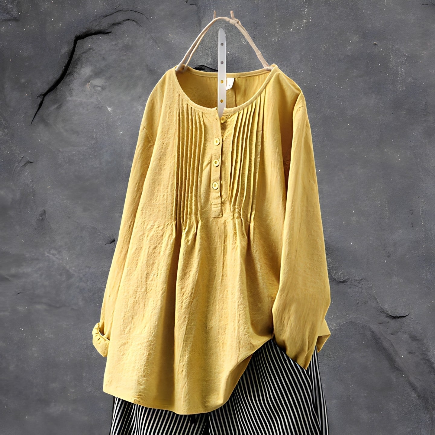 Michelle | Kvinders Langærmet Knap Front Peplum Bluse