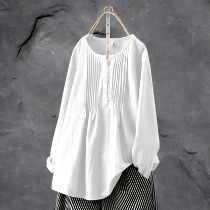 Michelle | Kvinders Langærmet Knap Front Peplum Bluse
