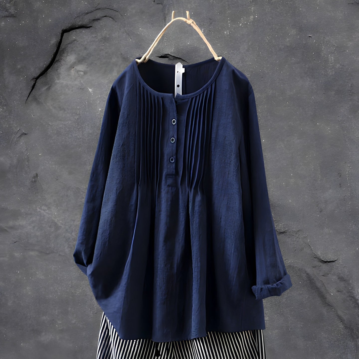 Michelle | Kvinders Langærmet Knap Front Peplum Bluse