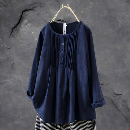 Michelle | Kvinders Langærmet Knap Front Peplum Bluse