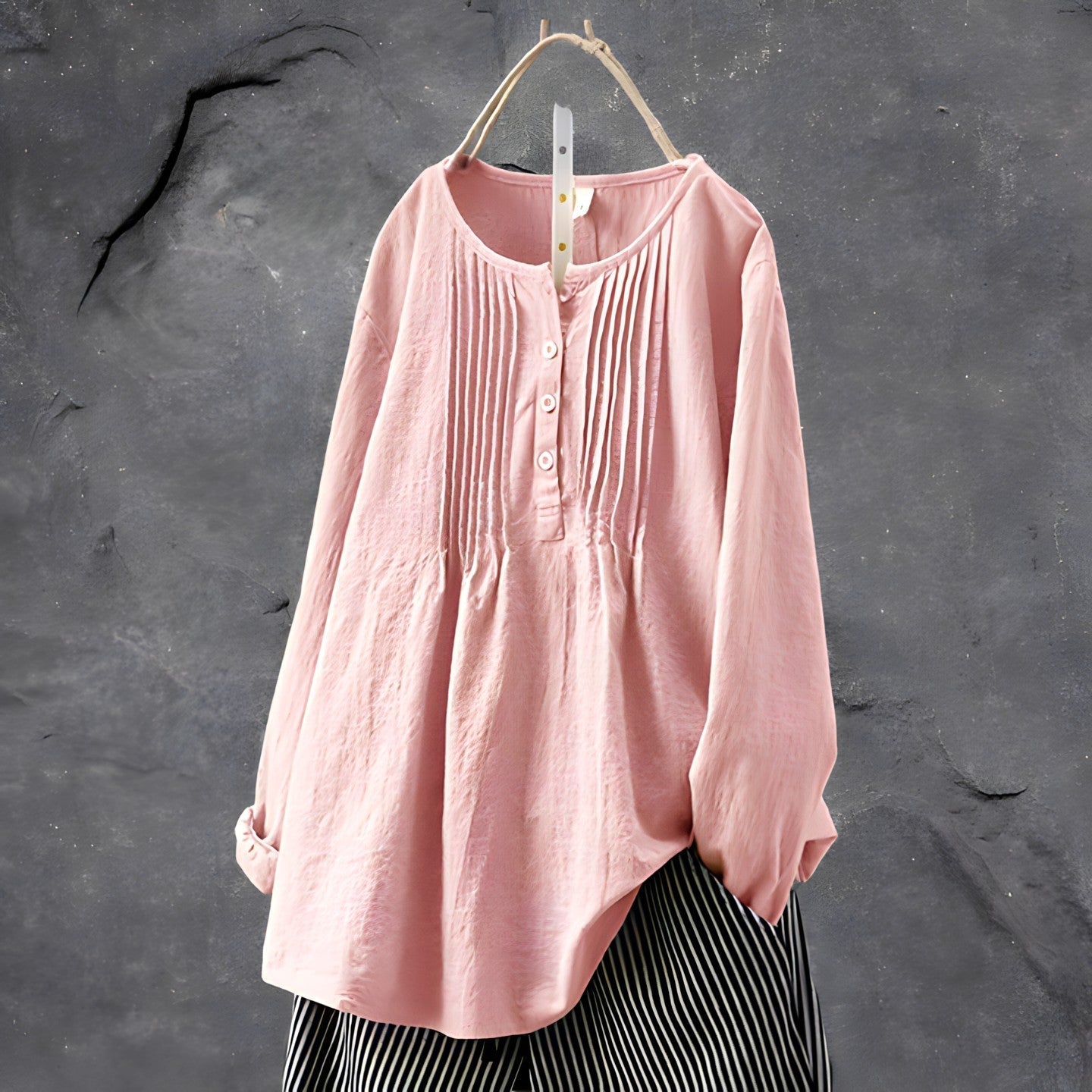 Michelle | Kvinders Langærmet Knap Front Peplum Bluse