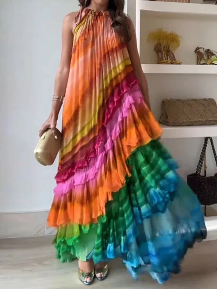 Michelle | Livlig Ruffle Maxi Kjole