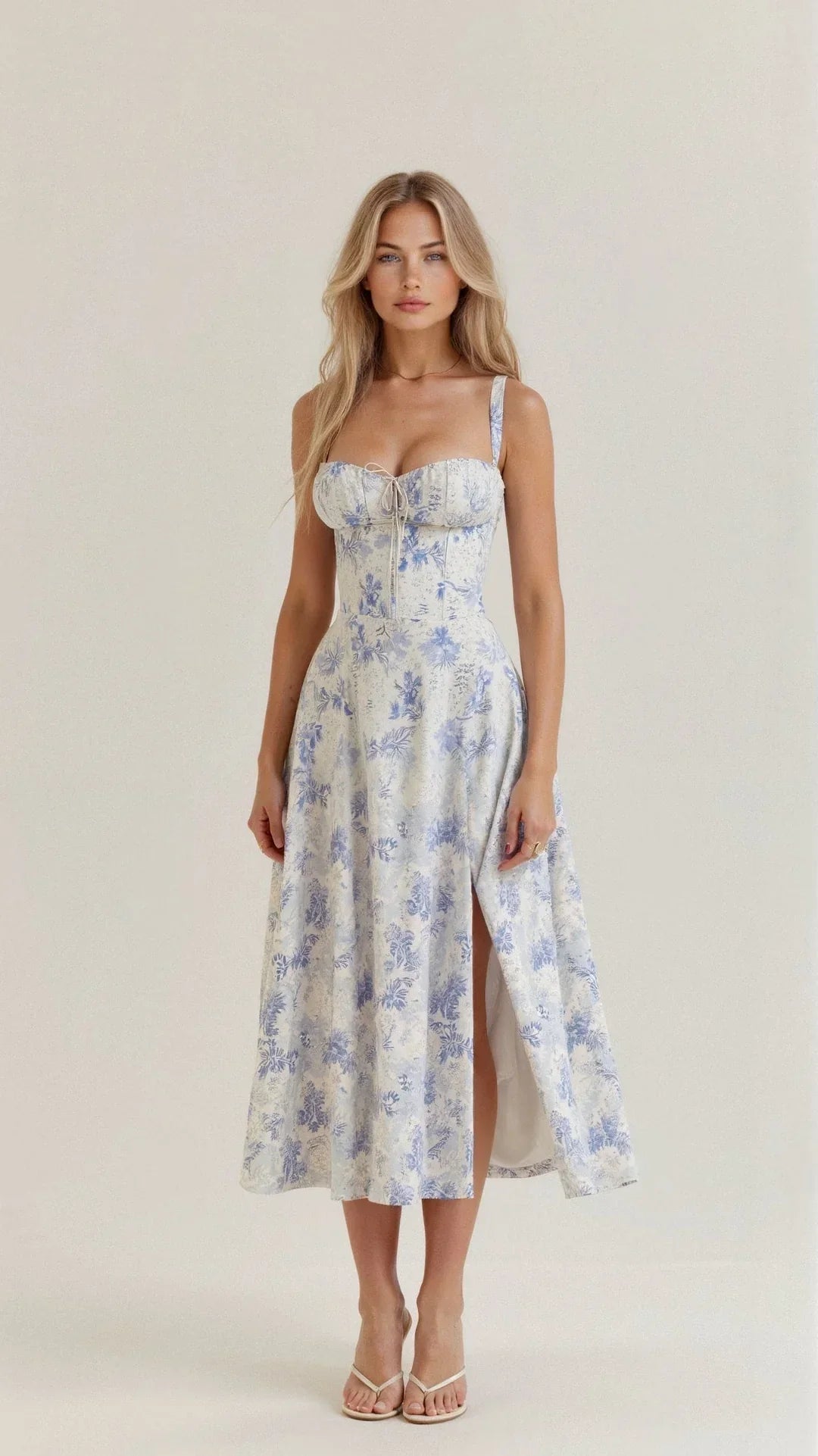 Nora | Elegant Floral Bustier Midriff Waist Shaper Kjole
