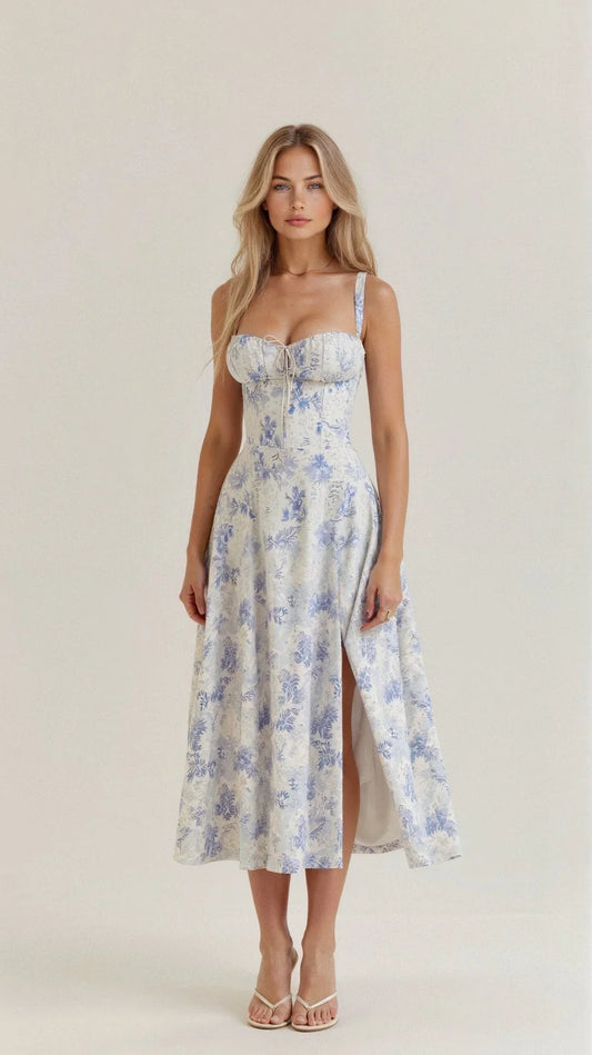 Nora | Elegant Floral Bustier Midriff Waist Shaper Kjole