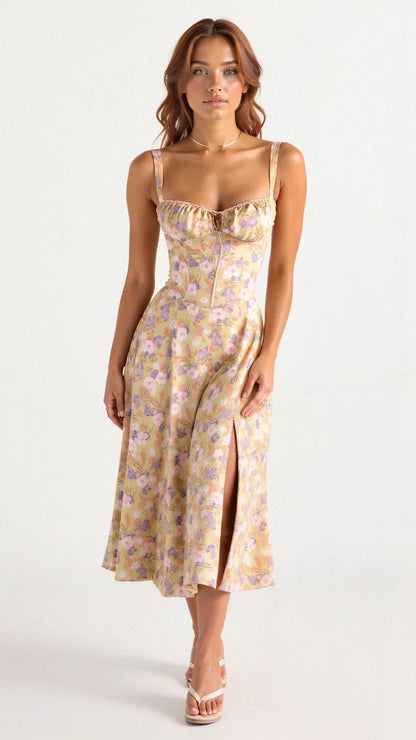 Nora | Elegant Floral Bustier Midriff Waist Shaper Kjole