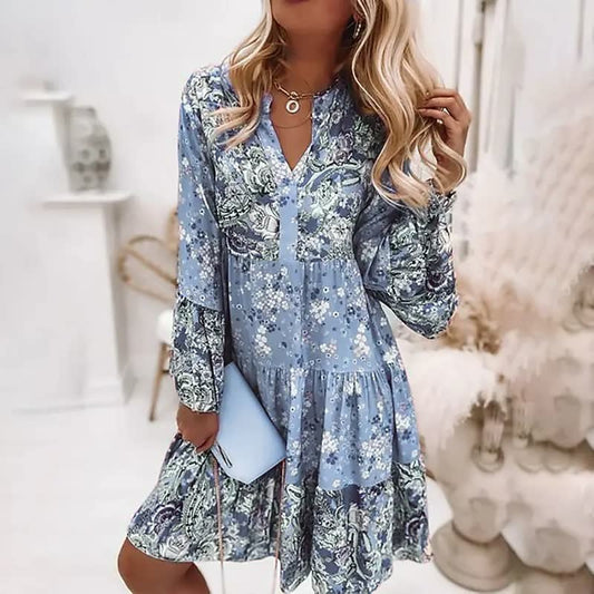 Olivia | Kvinders Langærmet Lagdelt Mini Kjole