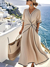 Phyllis | Kvinders V-hals Casual Maxi Kjole