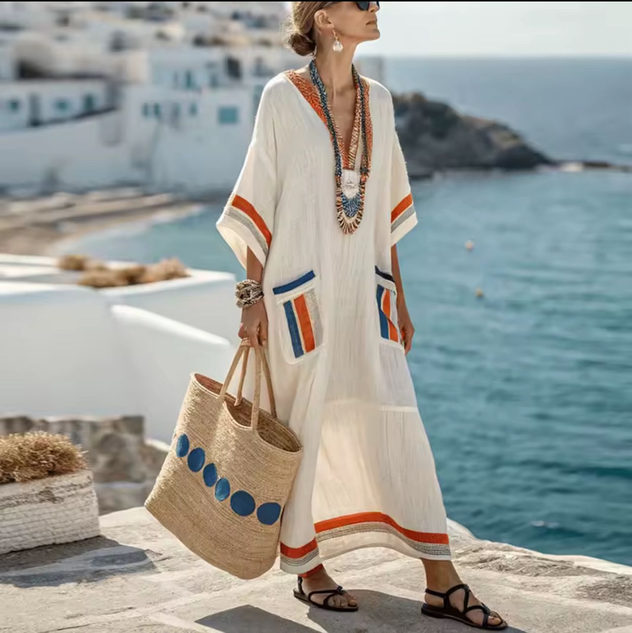 Elegante Mary - Lang strandkjole til et stilfuldt sommerlook