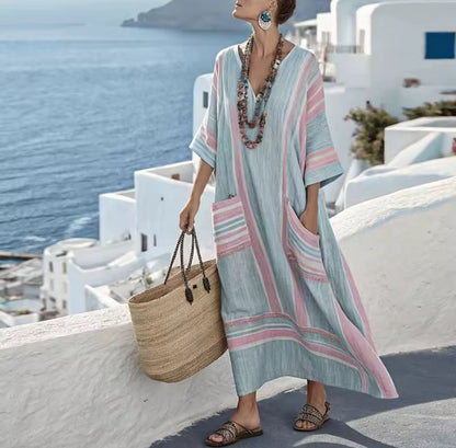 Elegante Mary - Lang strandkjole til et stilfuldt sommerlook