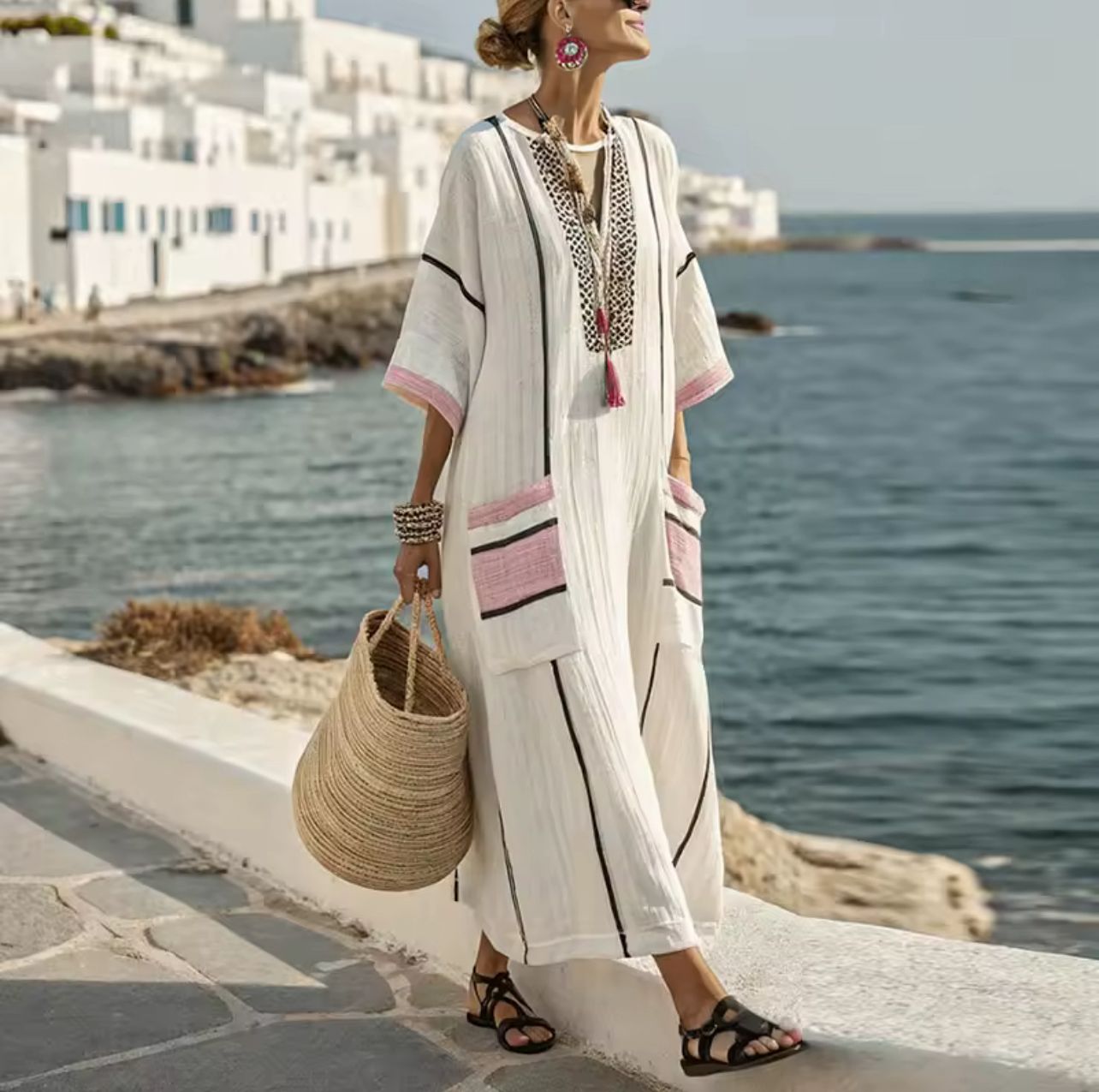 Elegante Mary - Lang strandkjole til et stilfuldt sommerlook
