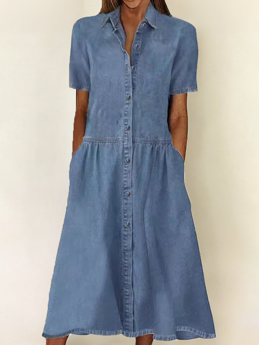Carol | Denimkjole med kortærmer
