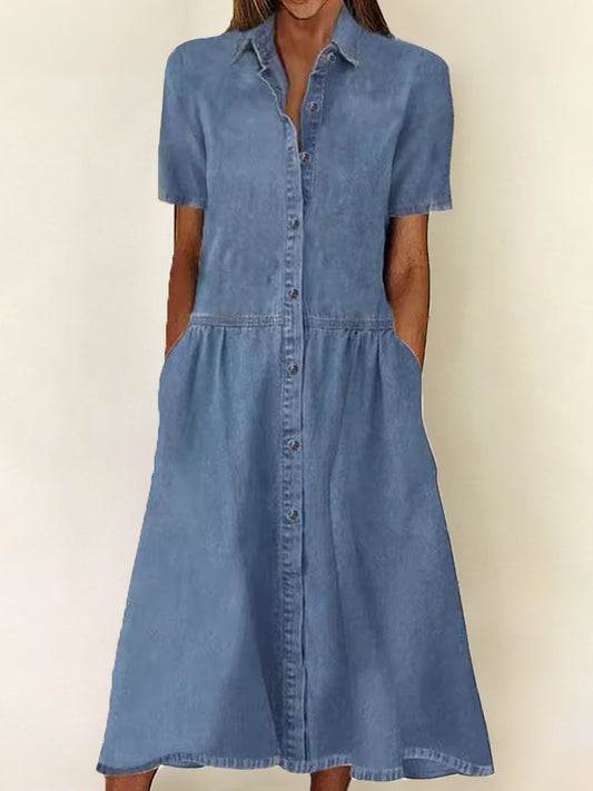 Carol | Denimkjole med kortærmer