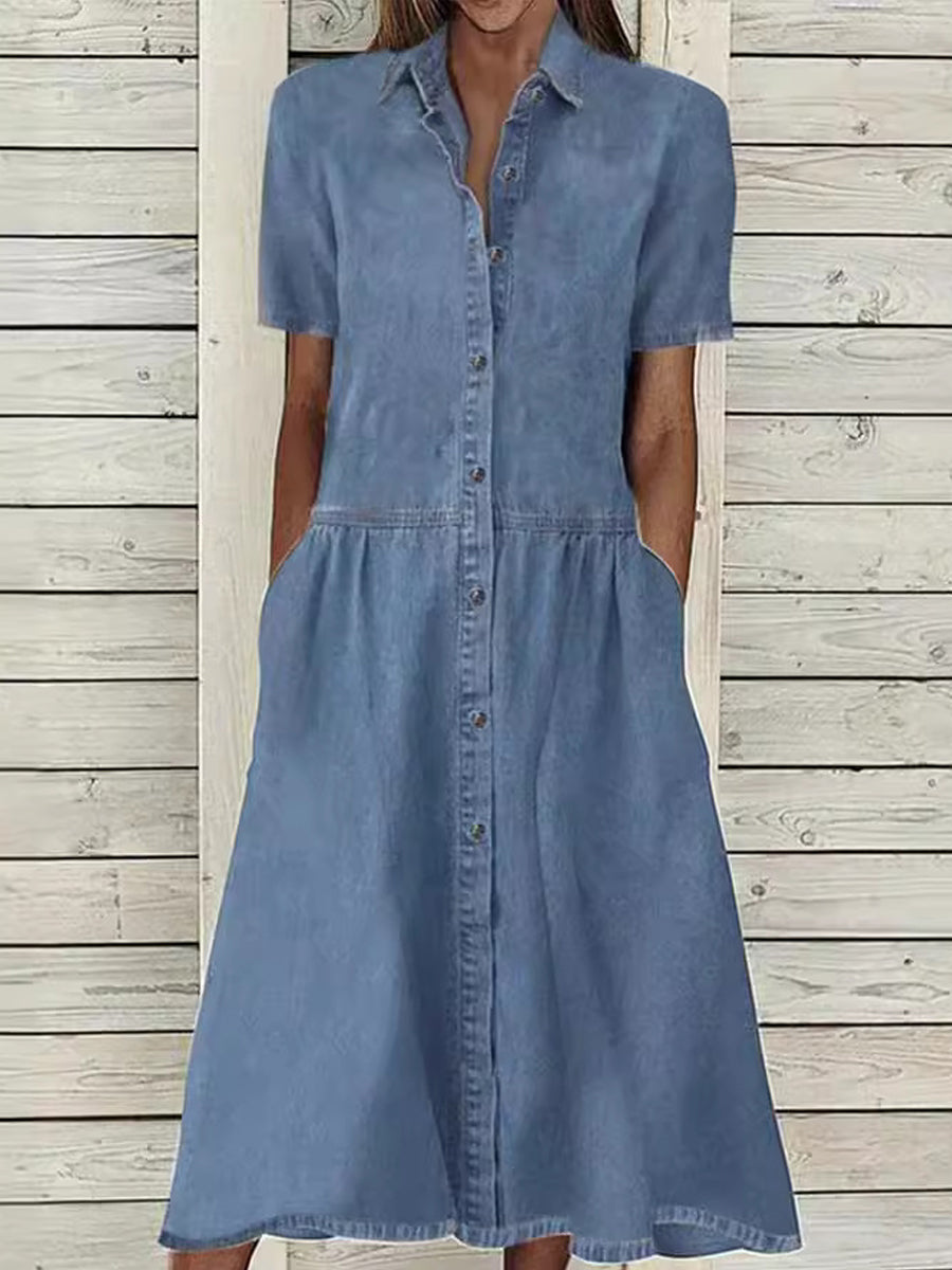 Carol | Denimkjole med kortærmer