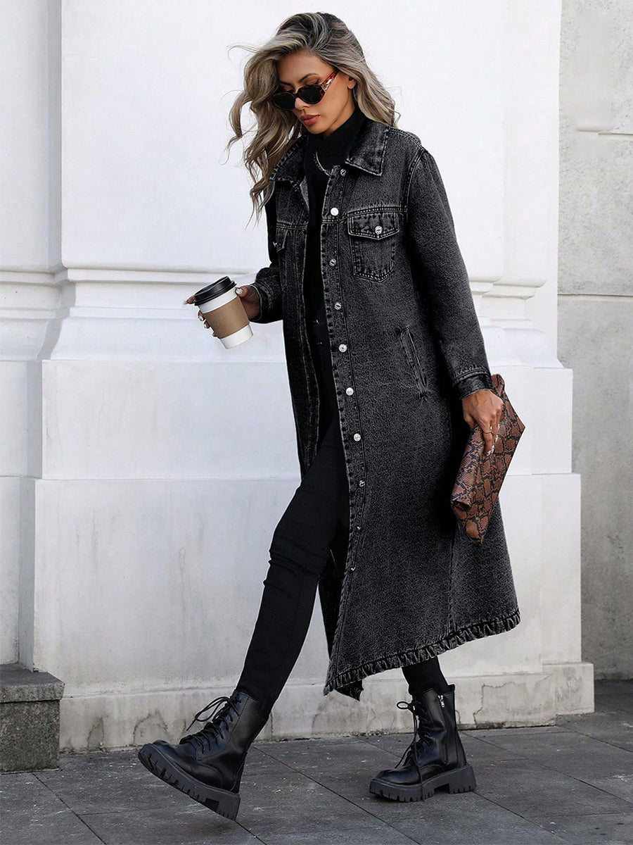 Maya | Lang og elegant denimjakke