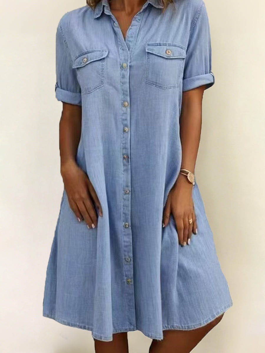 Patricia | Midi Casual Kjole i Denim
