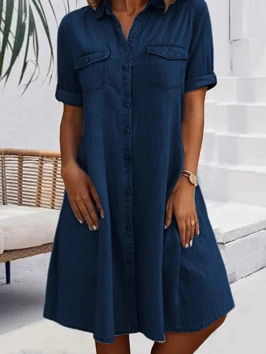 Patricia | Midi Casual Kjole i Denim