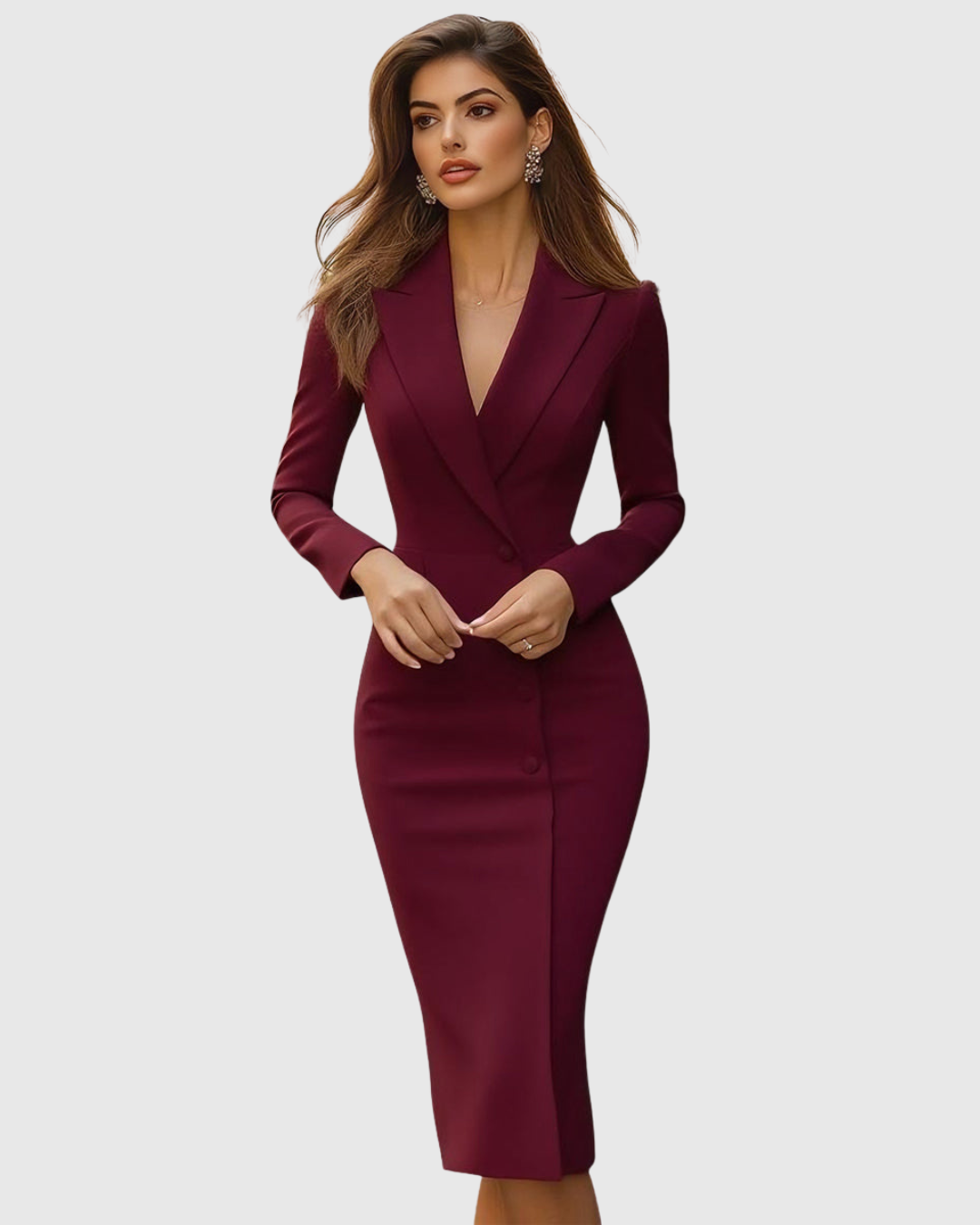 Teresa | Kvinders V-Hals Bodycon Midi Kjole