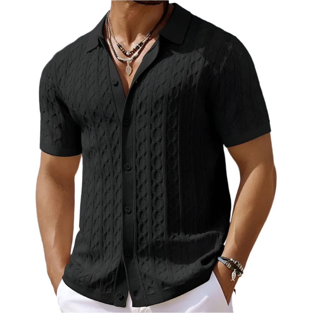 David | Retro Stilfuld Jacquard Strik Polo til Mænd