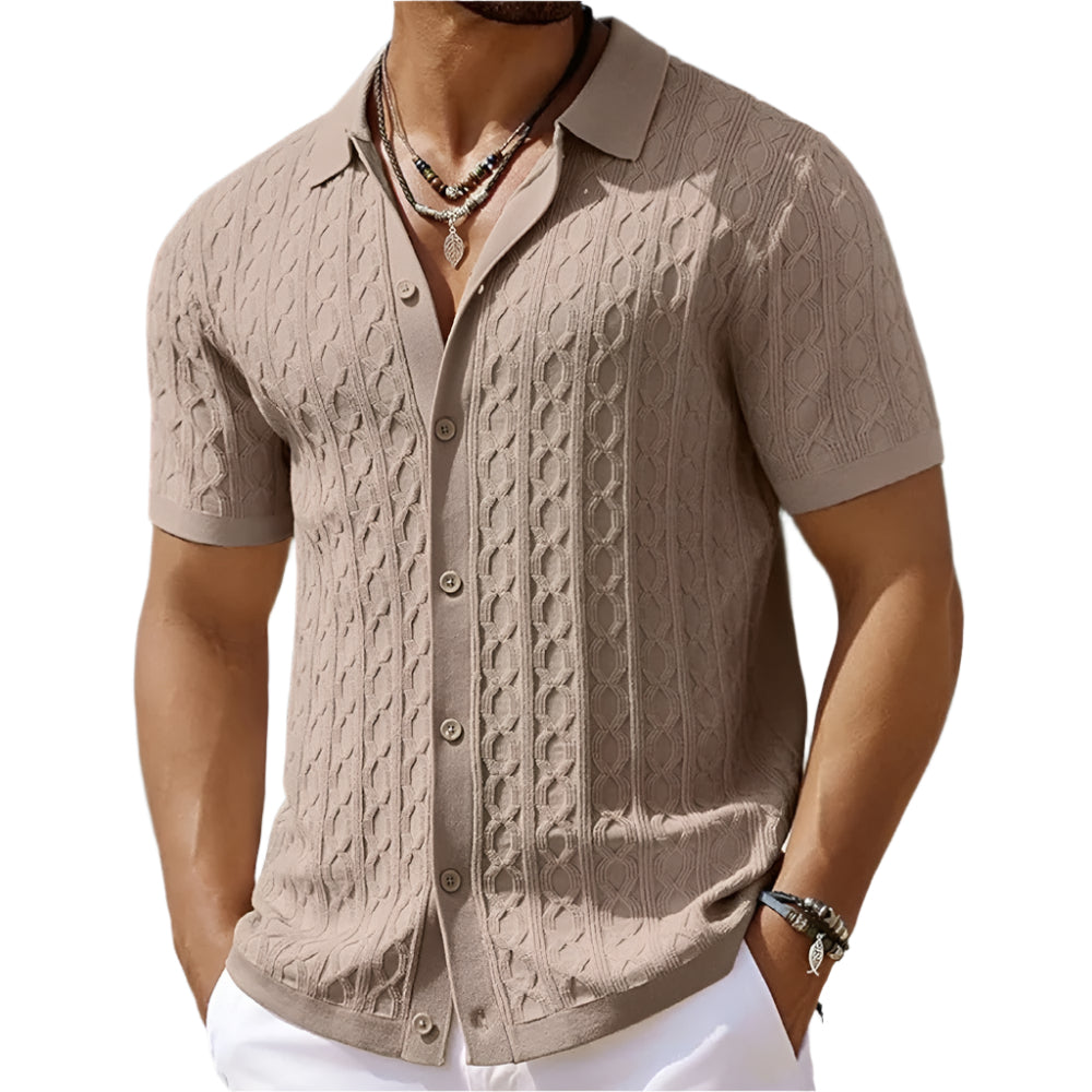 David | Retro Stilfuld Jacquard Strik Polo til Mænd