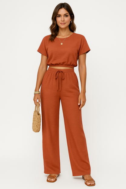 Whitney | Kvinders Drawstring Wide Leg To-Piece Sæt