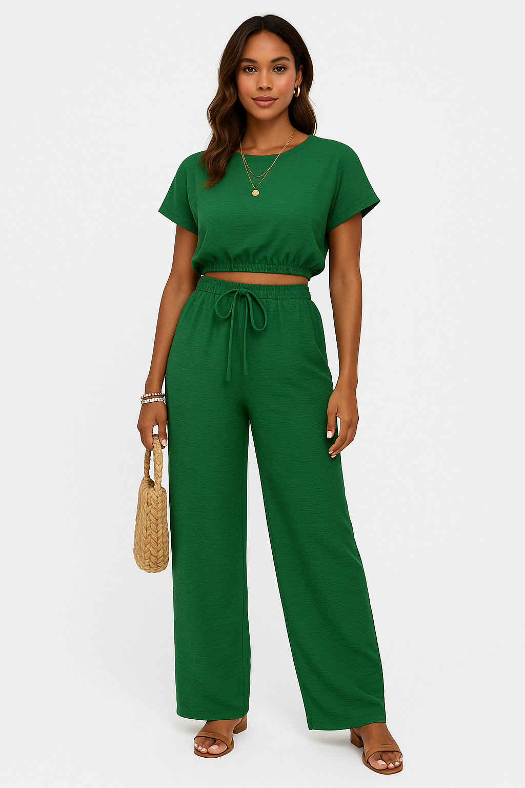 Whitney | Kvinders Drawstring Wide Leg To-Piece Sæt