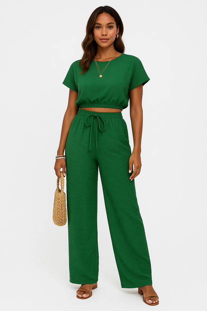 Whitney | Kvinders Drawstring Wide Leg To-Piece Sæt