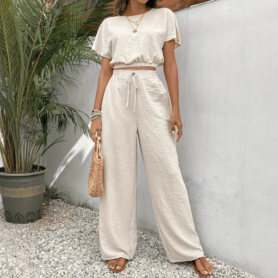 Whitney | Kvinders Drawstring Wide Leg To-Piece Sæt