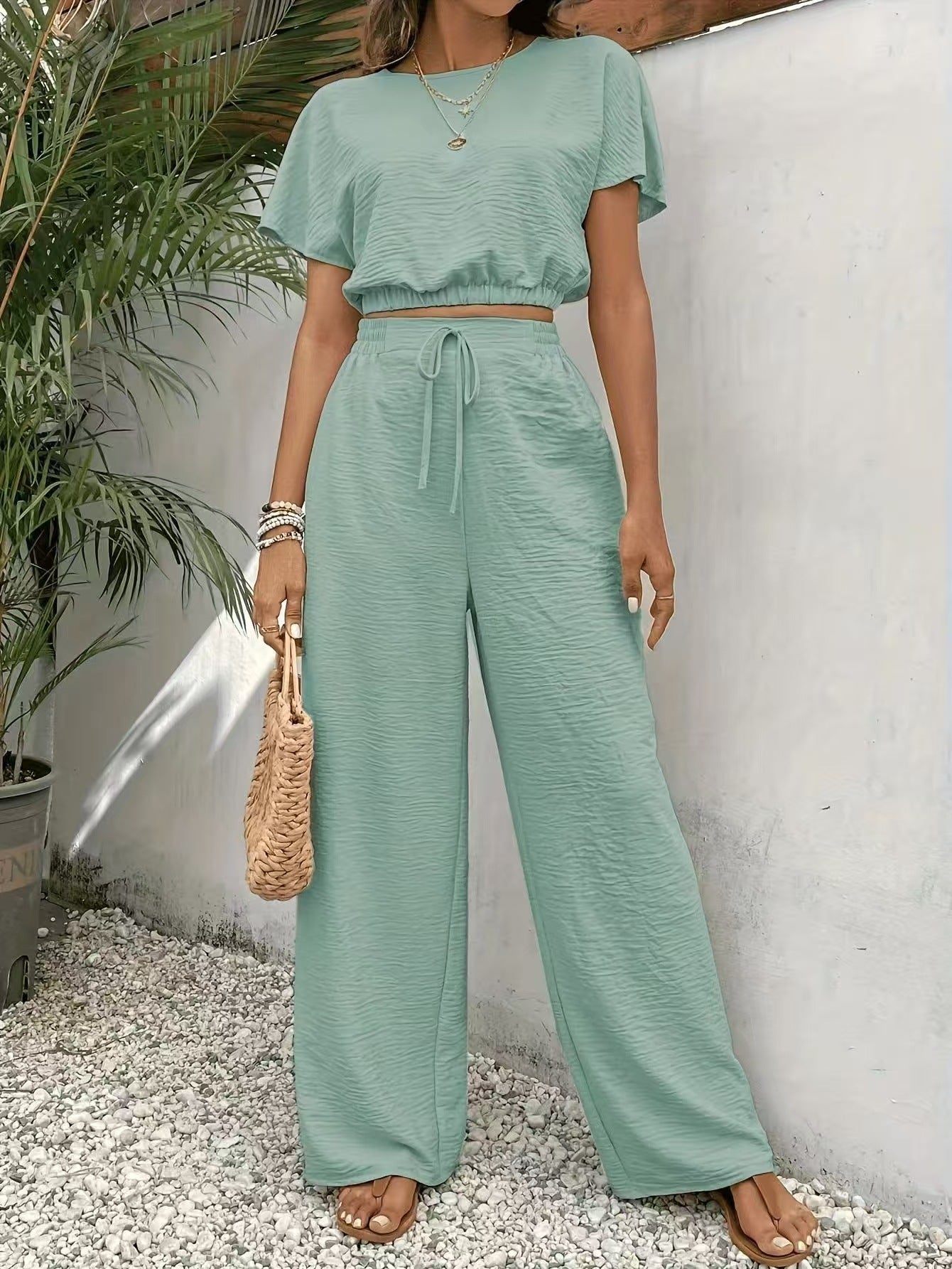 Whitney | Kvinders Drawstring Wide Leg To-Piece Sæt