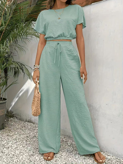 Whitney | Kvinders Drawstring Wide Leg To-Piece Sæt