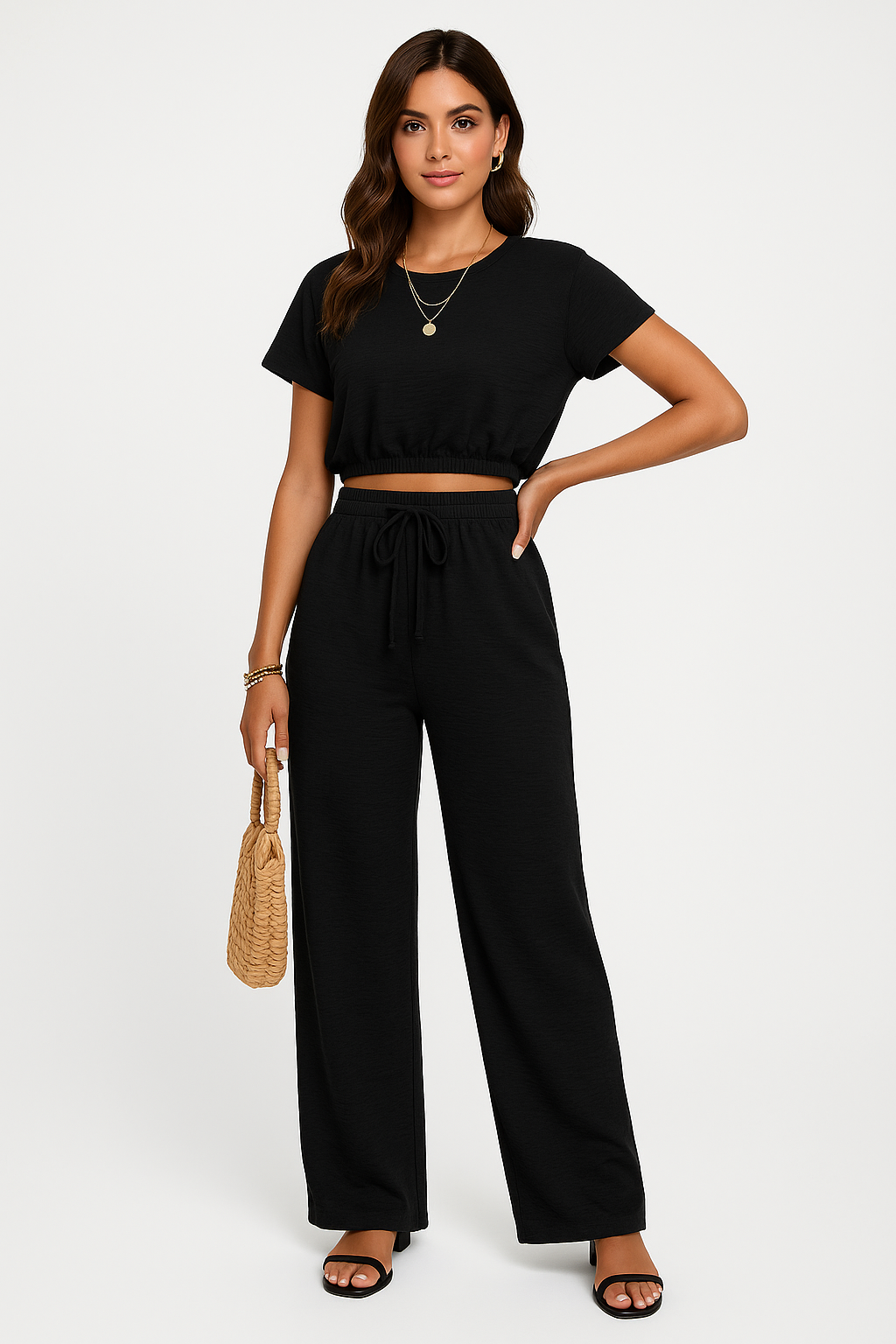 Whitney | Kvinders Drawstring Wide Leg To-Piece Sæt