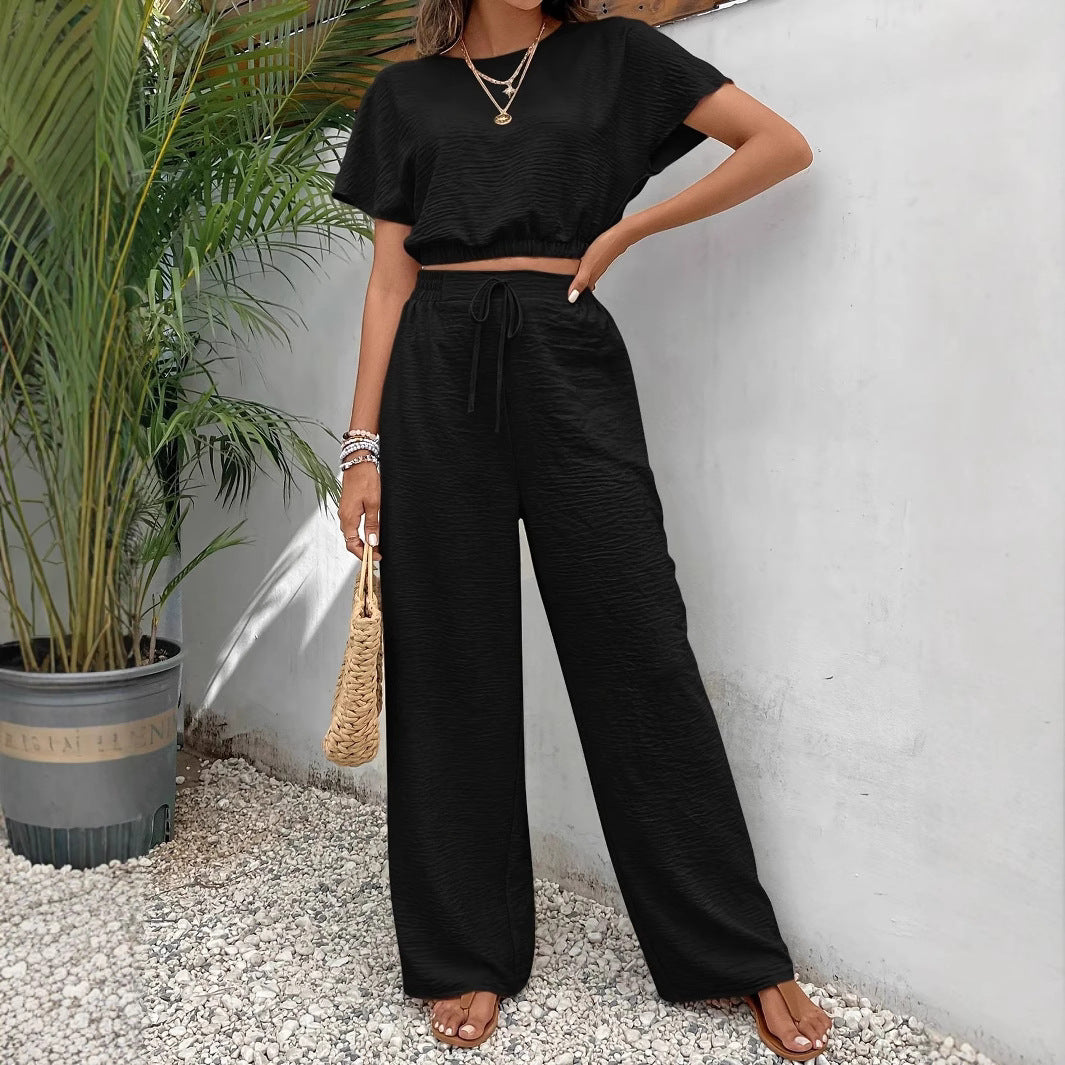 Whitney | Kvinders Drawstring Wide Leg To-Piece Sæt