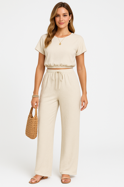 Whitney | Kvinders Drawstring Wide Leg To-Piece Sæt